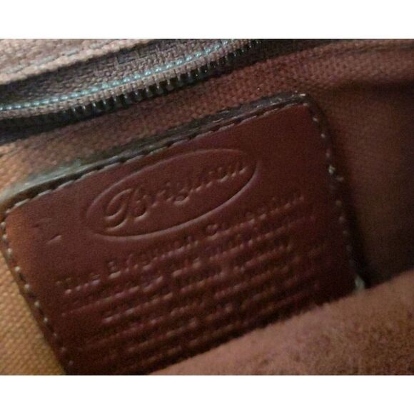 Brighton SADDLE BROWN CROCO GENUINE LEATHER WOVEN STRAP FLAP X-BODY SHOULDER BAG - Picture 11 of 12